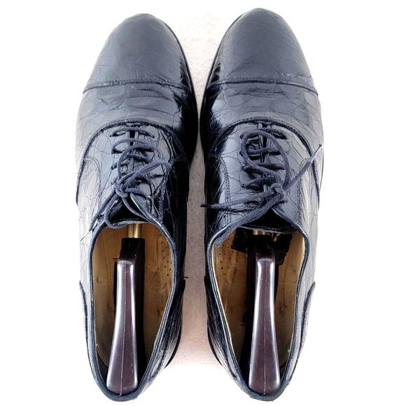 Zelli Genuine Alligator Cap Toe Oxford Shoes Black 10.5M Italy Luxury Exotic main image 10